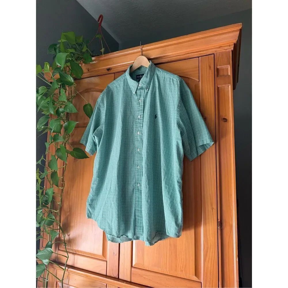 Ralph Lauren Blake Green Check Short Sleeve Shirt Size XXL